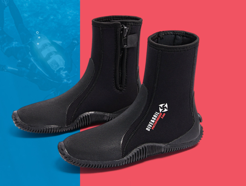 DIVE& SAIL 5MM Neoprene Dive Boots | High-Top Water Shoes for Surfing, Snorkeling & Beach | Anti-Slip Aqua Socks | D551178N