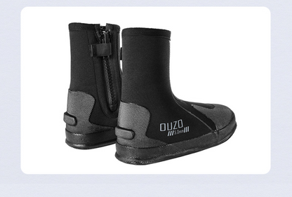 OUZO 5mm Neoprene Dive Boots | High-Top Puncture Resistant Water Shoes for Snorkeling & Surfing | Anti-Slip Beach Socks | BX5029-B