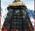 Men's Versatile Camouflage Fleece-Lined Military Jacket with Fur Hood & Multi Pockets