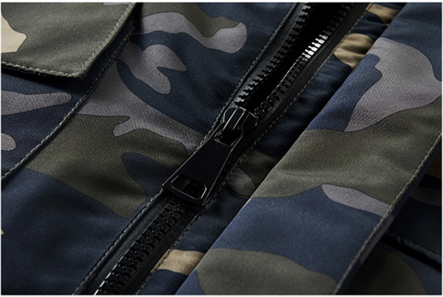 Men's Versatile Camouflage Fleece-Lined Military Jacket with Fur Hood & Multi Pockets