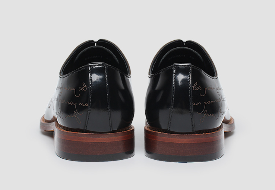 NIUPILI Men‘s Letter Carved Brogue Dress Shoes | Square Toe Patent Leather Business Footwear | Formal Party Oxfords | N68-1