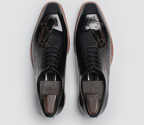 NIUPILI Men‘s Letter Carved Brogue Dress Shoes | Square Toe Patent Leather Business Footwear | Formal Party Oxfords | N68-1