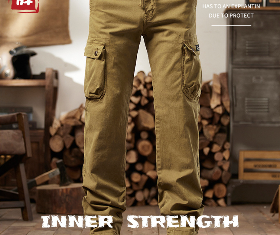 G-Stone Multi-Pocket Cotton Cargo Pants | Men‘s Outdoor Tactical Trousers | Relaxed Straight Leg Hiking & Work Pants | 8558