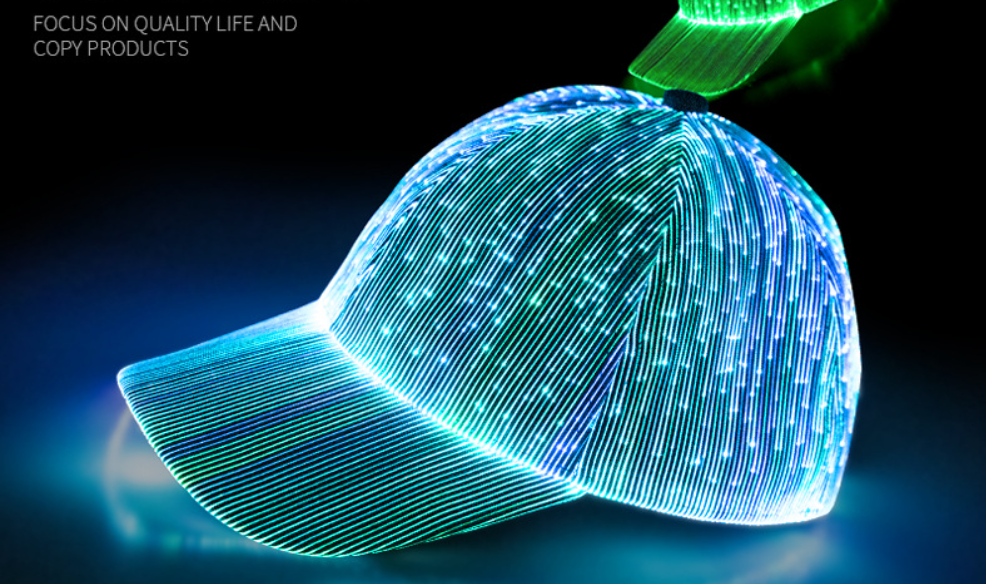 LED Fiber Optic Light Up Hat | Glowing Baseball Cap for Parties, Raves & Festivals | Unisex DJ Hip Hop Glow Cap | YYD0802