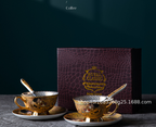 BAOFULL Premium Bone China Coffee Cup & Saucer Set | Elegant Gift Box for Afternoon Tea | European Style Porcelain Drinkware