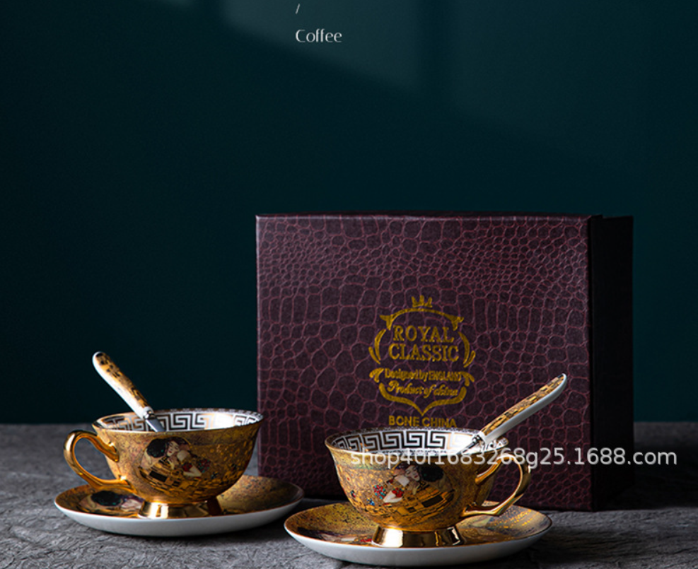 BAOFULL Premium Bone China Coffee Cup & Saucer Set | Elegant Gift Box for Afternoon Tea | European Style Porcelain Drinkware
