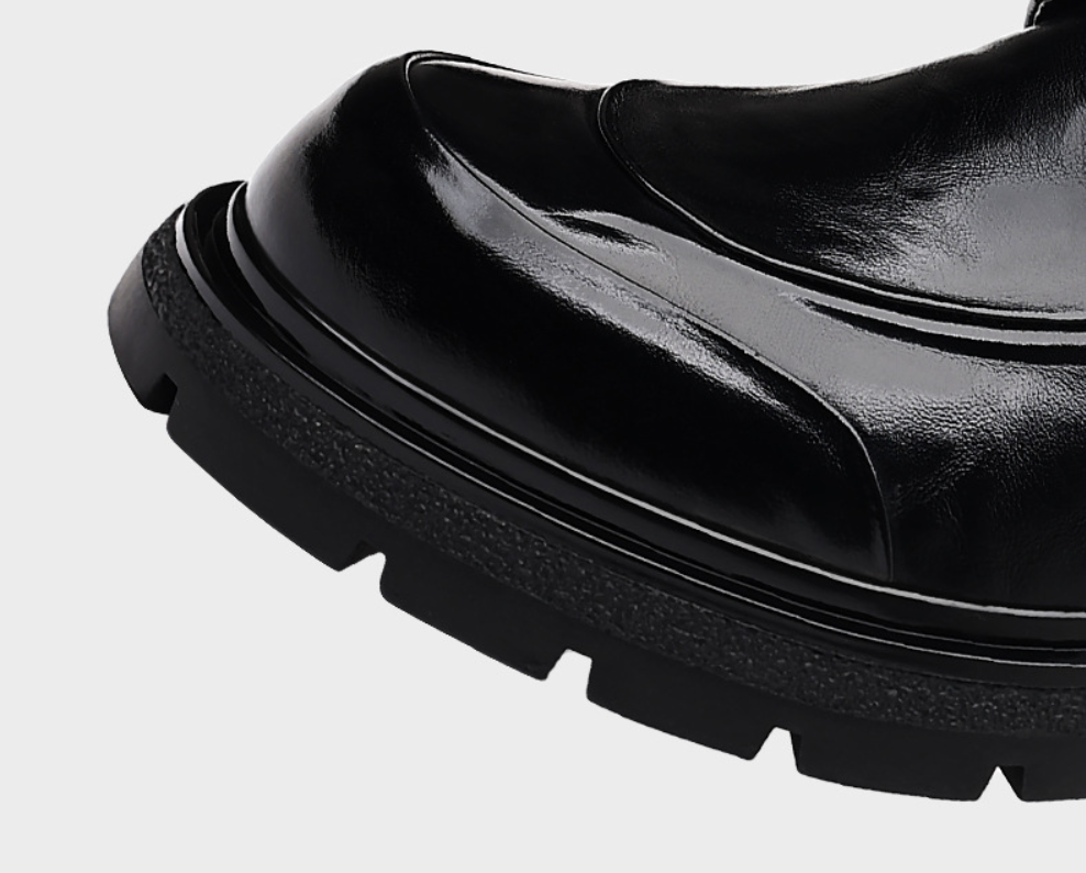 Men's Premium Full-Grain Leather Business Shoes | Thick Sole Oxfords with Breathable Pigskin Lining | Light Luxury Formal Footwear | 77027