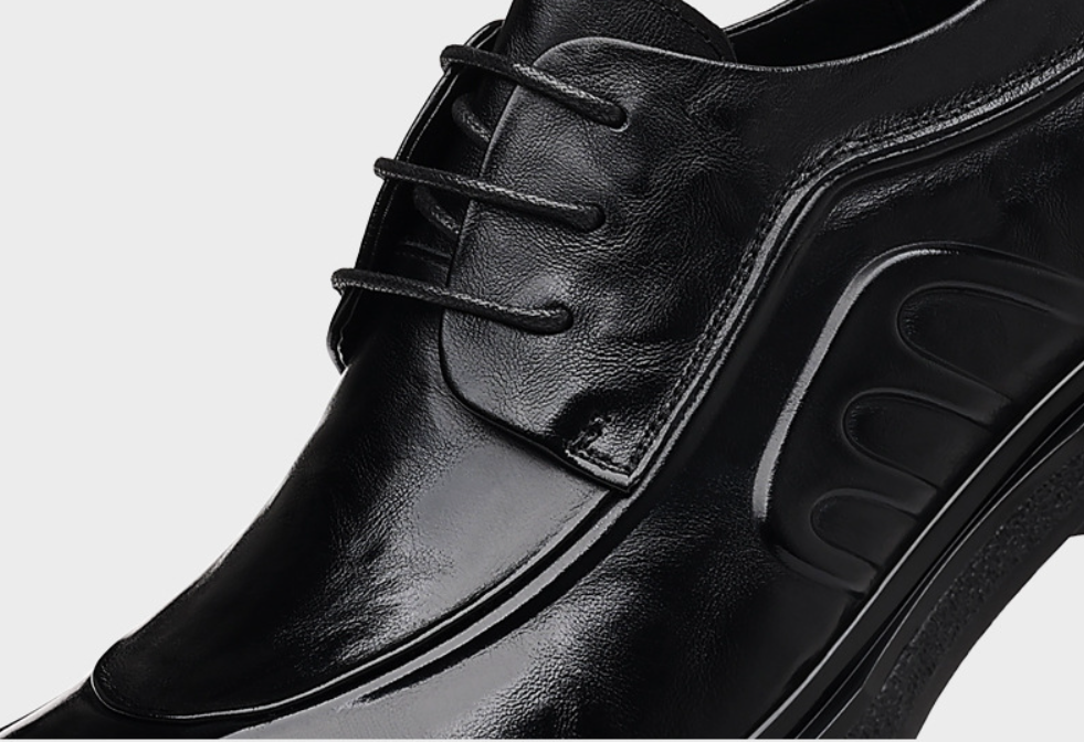 Men's Premium Full-Grain Leather Business Shoes | Thick Sole Oxfords with Breathable Pigskin Lining | Light Luxury Formal Footwear | 77027