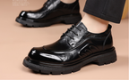 Men's Premium Full-Grain Leather Business Shoes | Thick Sole Oxfords with Breathable Pigskin Lining | Light Luxury Formal Footwear | 77027