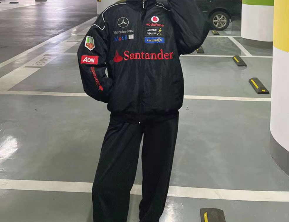 F1 Mercedes-Benz Full Embroidery Racing Jacket | Official Team Style Moto Jacket for Street & Track | BZ08
