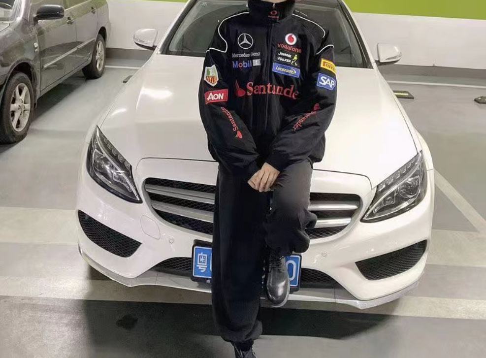 F1 Mercedes-Benz Full Embroidery Racing Jacket | Official Team Style Moto Jacket for Street & Track | BZ08
