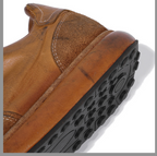 BRIGHT FEATHER Italian Handmade Men's Horsehide Derby Shoes | Vintage Distressed Thick Sole Genuine Leather Trainers