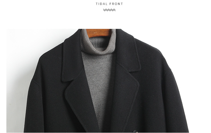 100% Wool Double-Faced Long Coat Men | Premium Tailored Overcoat | Business & Casual Winter Outerwear Wool Trench Coat