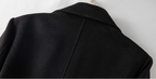 Men's 100% Wool Coat with Removable Down Inner Lining | Thick Warm Winter Overcoat with Horn Buttons | Padded Shoulder Wool Jacket | 86748
