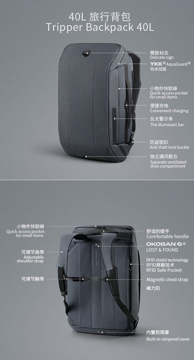 KINCASE Large Capacity Premium Business Laptop & Travel Backpack – Water-Resistant, Anti-Theft, RFID Shield | KC-1816