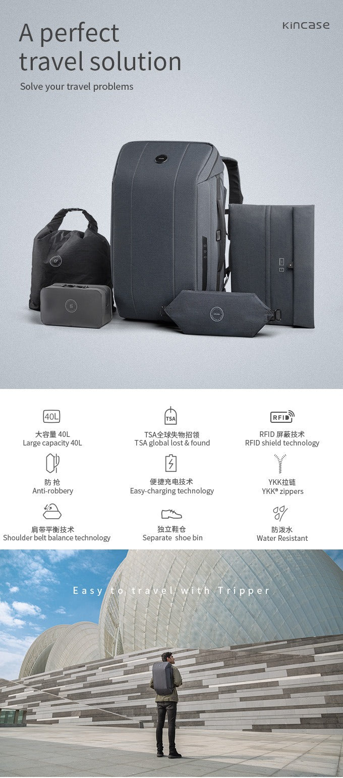 KINCASE Large Capacity Premium Business Laptop & Travel Backpack – Water-Resistant, Anti-Theft, RFID Shield | KC-1816