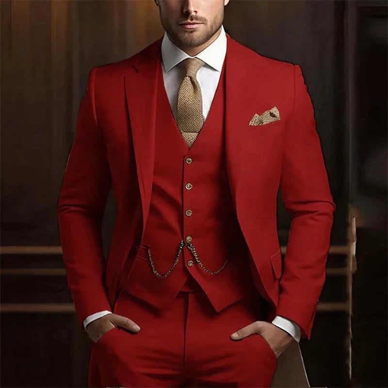 Premium 3-Piece Suit Set | Men’s Wedding & Banquet Suit with Vest | Tailored Fit Formal Wear in 20 Colors