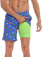 Summer 3D Print Men's Double-Layer Beach Shorts Quick-Dry, Breathable, Bold Designs | SCDK-QK