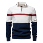 Men’s Half-Zip Stand Collar Knit Sweater – Colorblock Casual Pullover | SW135