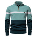 Men’s Half-Zip Stand Collar Knit Sweater – Colorblock Casual Pullover | SW135