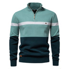 Men’s Half-Zip Stand Collar Knit Sweater – Colorblock Casual Pullover | SW135