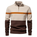 Men’s Half-Zip Stand Collar Knit Sweater – Colorblock Casual Pullover | SW135