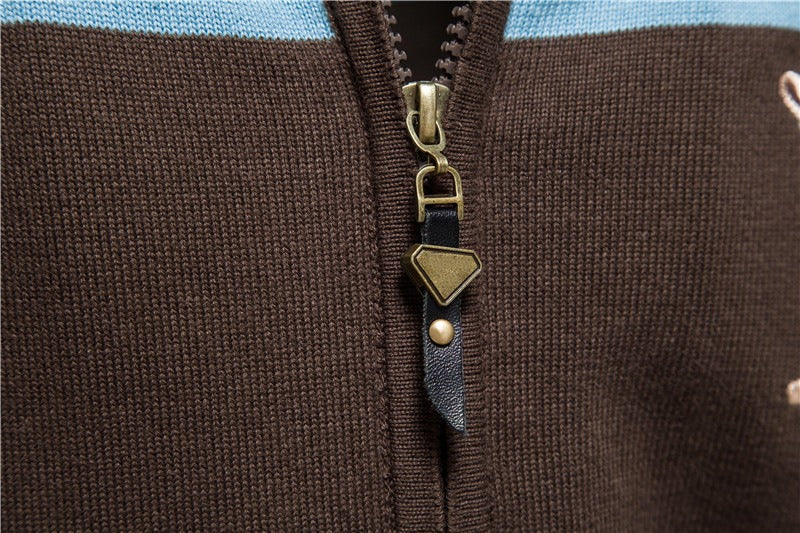 Men’s Zip-Up Knitted Soft Cotton Cardigan Urban Slim Fit Stand Collar Sweater Quality Top | SW188