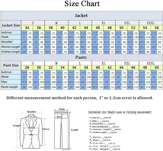 Men's Premium 2pcs Suits – Formal Wedding Groom Attire in Multiple Colors