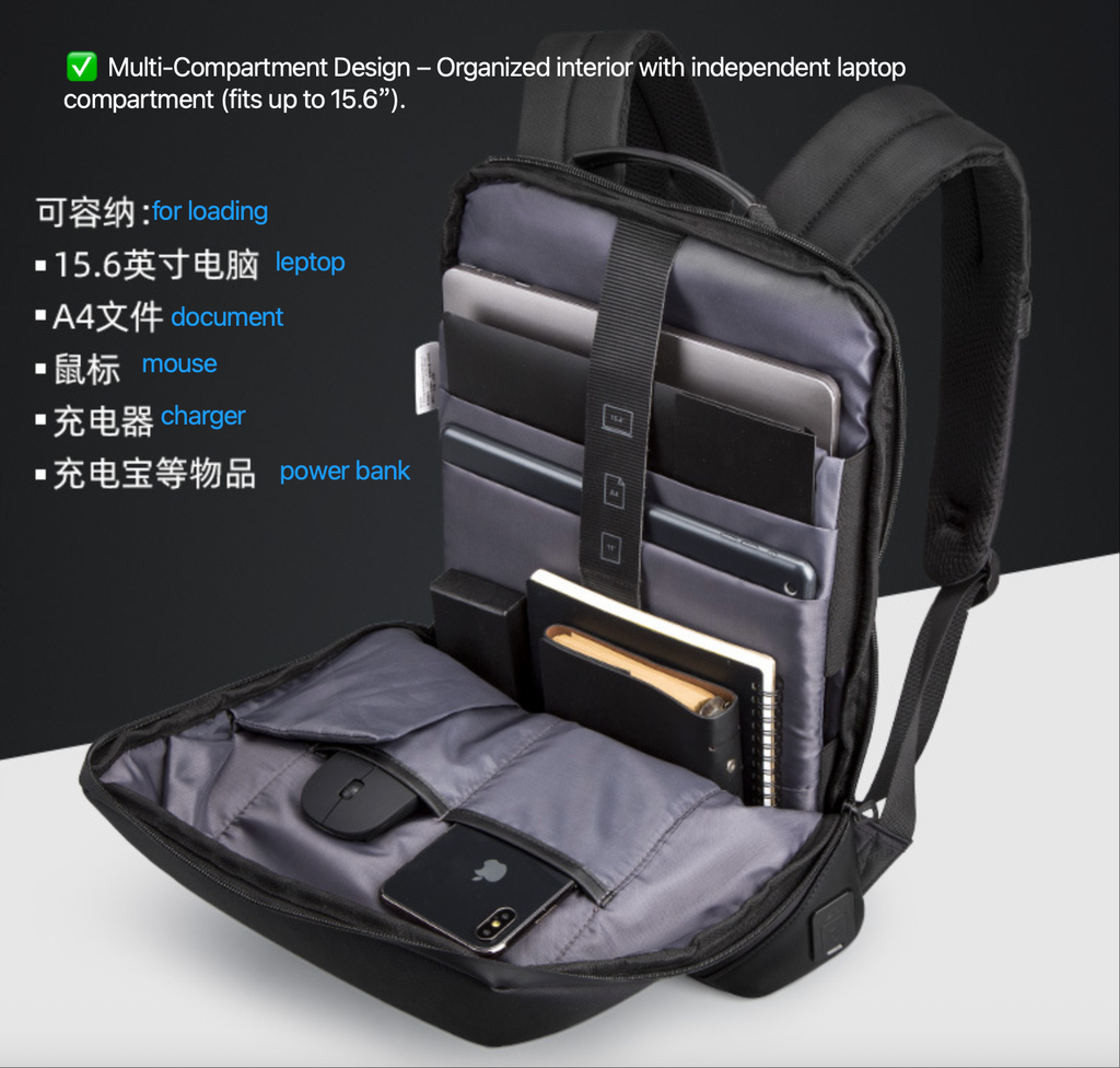 Kingsons Slim Business Backpack – Waterproof, Anti-Theft, Laptop Bag | 3210