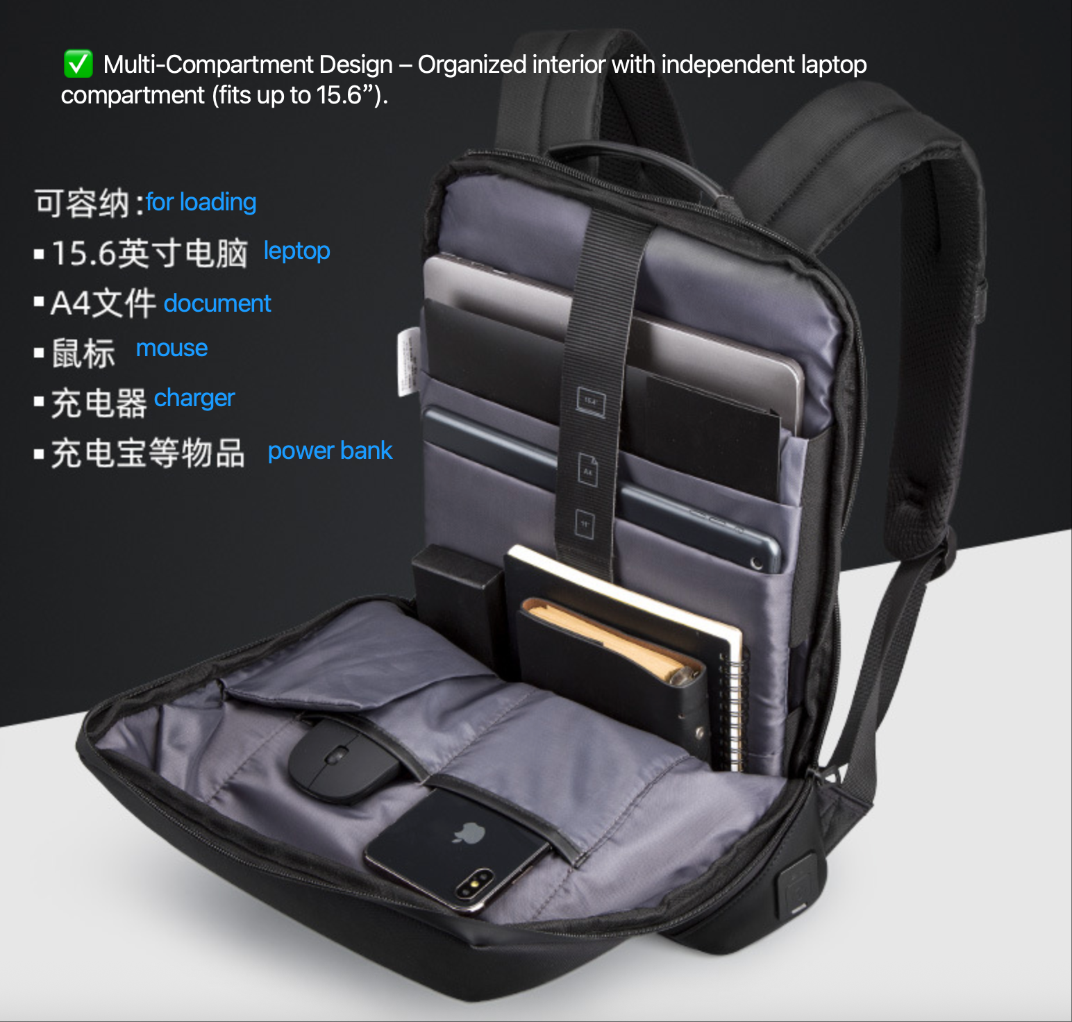 Kingsons Slim Business Backpack – Waterproof, Anti-Theft, Laptop Bag | 3210