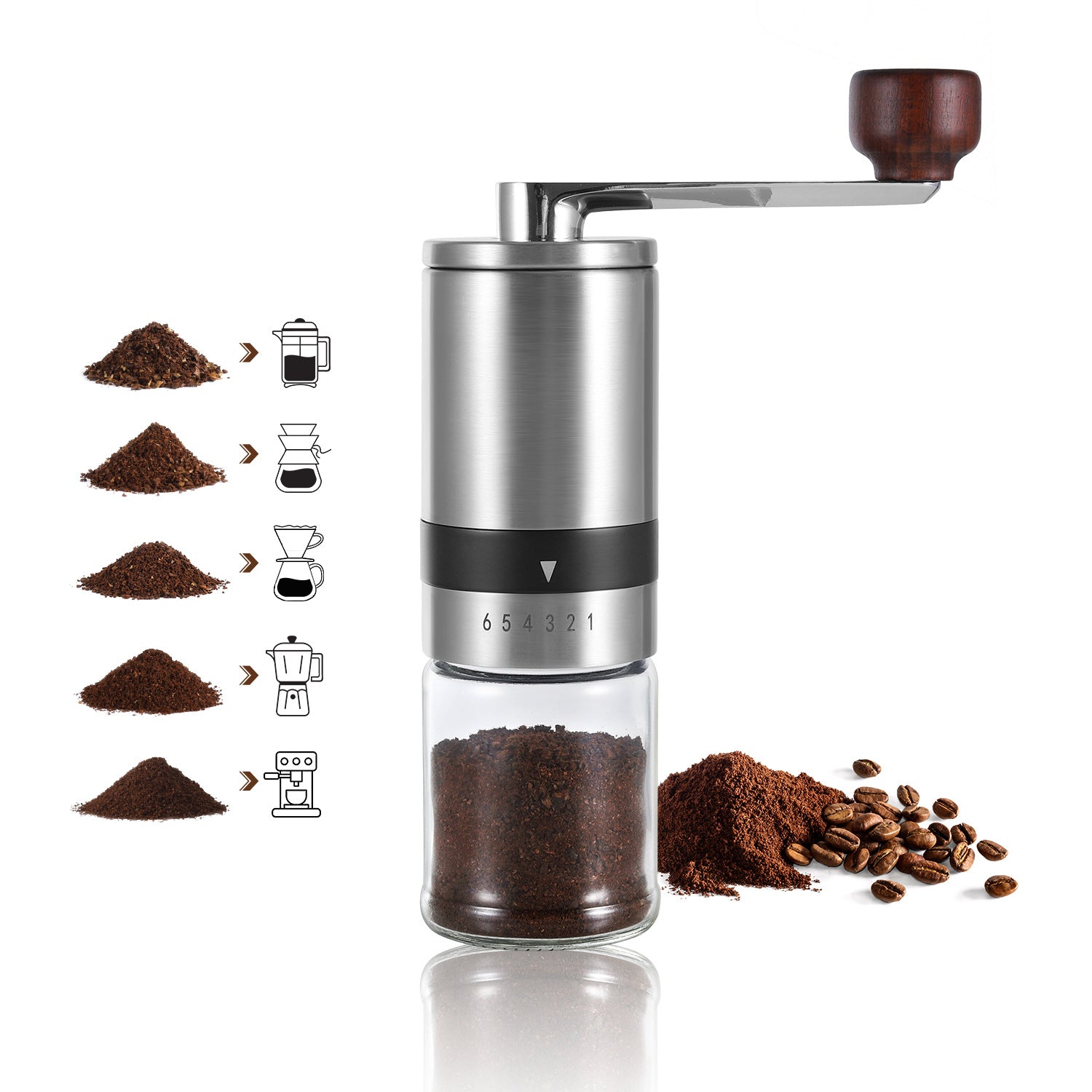 Portable Manual Coffee Grinder – Stainless Steel Hand-Crank Coffee Mill with Ceramic Burr for Home & Outdoor Brewing | 1070165
