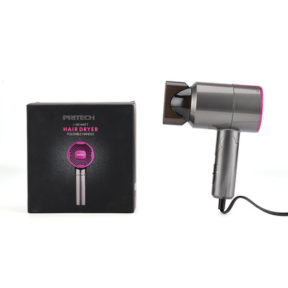 PRITECH 1100W Mini Foldable Travel Hair Dryer Compact DC Motor for Easy Portability | TC-2457