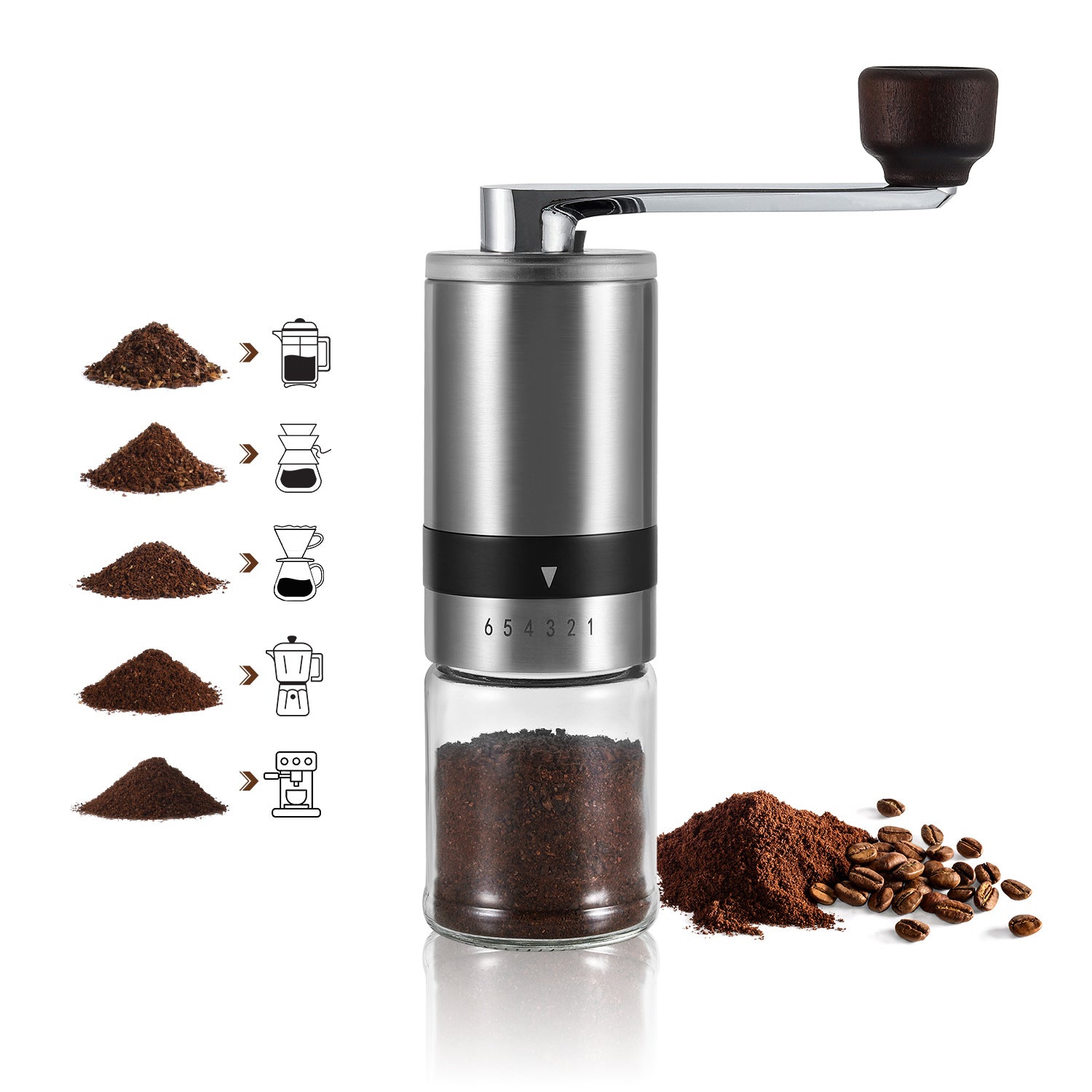 Portable Manual Coffee Grinder – Stainless Steel Hand-Crank Coffee Mill with Ceramic Burr for Home & Outdoor Brewing | 1070165