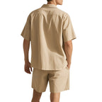 Men's Premium Barrel-Collar Beach Set - Summer Relaxed Fit Shirt & Shorts Combo | YH-23100