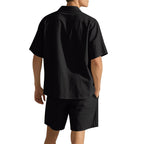 Men's Premium Barrel-Collar Beach Set - Summer Relaxed Fit Shirt & Shorts Combo | YH-23100