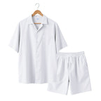 Men's Premium Barrel-Collar Beach Set - Summer Relaxed Fit Shirt & Shorts Combo | YH-23100