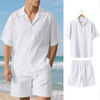 Men's Premium Barrel-Collar Beach Set - Summer Relaxed Fit Shirt & Shorts Combo | YH-23100
