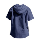Men’s Linen Hooded Short Sleeve Shirt – Casual Loose Fit | YH-2454