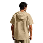 Men’s Linen Hooded Short Sleeve Shirt – Casual Loose Fit | YH-2454
