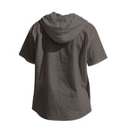 Men’s Linen Hooded Short Sleeve Shirt – Casual Loose Fit | YH-2454