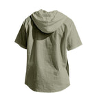Men’s Linen Hooded Short Sleeve Shirt – Casual Loose Fit | YH-2454