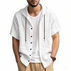 Men’s Linen Hooded Short Sleeve Shirt – Casual Loose Fit | YH-2454