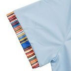 Men's American Summer Casual Breathable Polo Shirt Boho Color-Block Slim-Fit Short Sleeve Top | YH-5