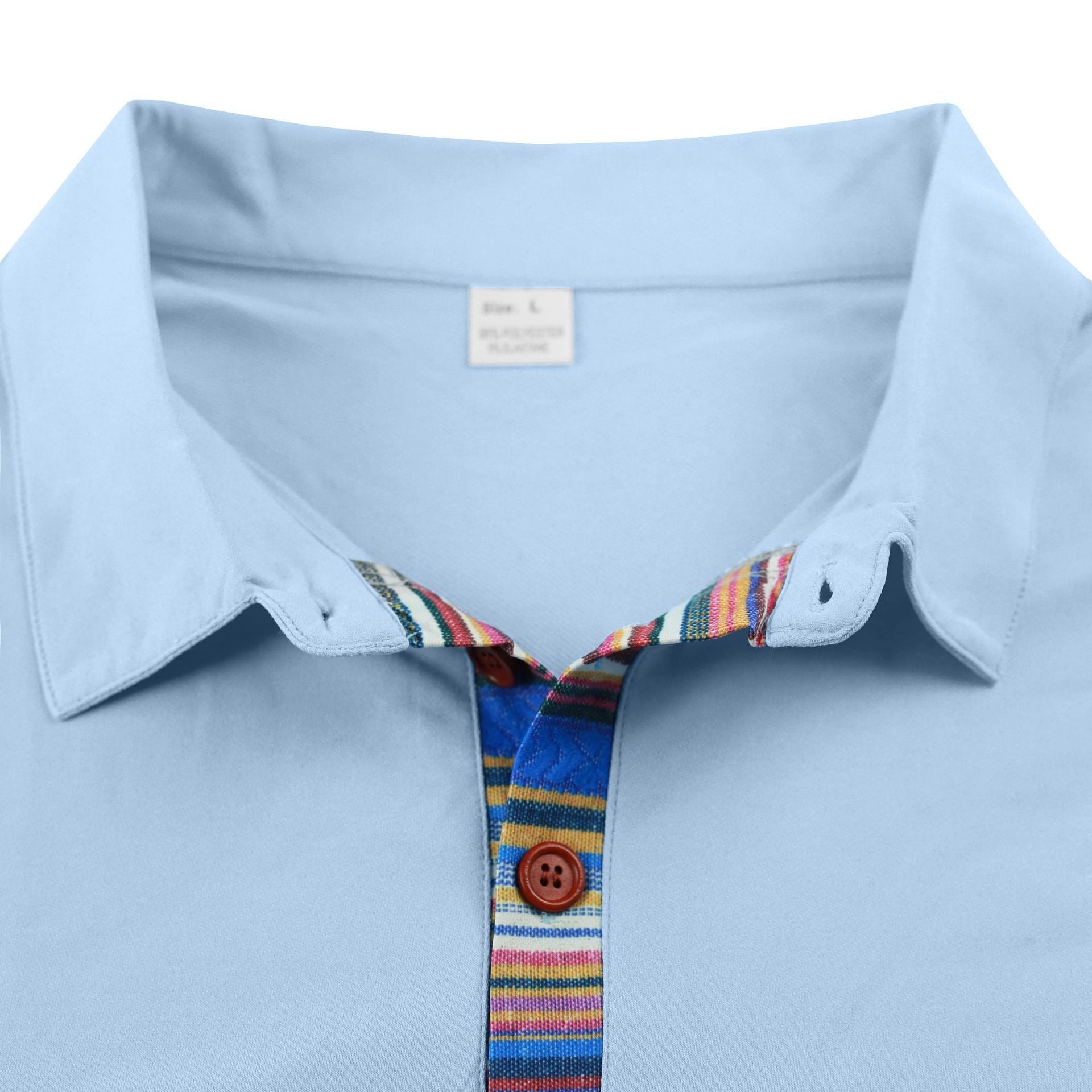 Men's American Summer Casual Breathable Polo Shirt Boho Color-Block Slim-Fit Short Sleeve Top | YH-5