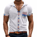 Men's Summer Slim-Fit Bohemian Contrast Sleeve Shirt - Light Luxury Casual Short Sleeve Top | YH-6