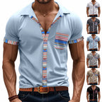 Men's Summer Slim-Fit Bohemian Contrast Sleeve Shirt - Light Luxury Casual Short Sleeve Top | YH-6