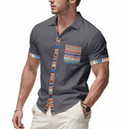 Men's Summer Slim-Fit Bohemian Contrast Sleeve Shirt - Light Luxury Casual Short Sleeve Top | YH-6