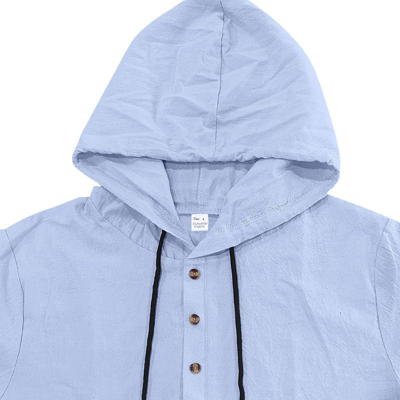 Men’s Casual Linen Hoodie Shirt – Lightweight, Casual & Coastal Cool | YH-CW15