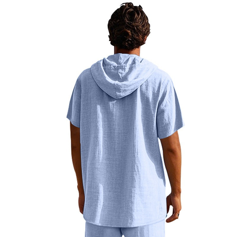 Men’s Casual Linen Hoodie Shirt – Lightweight, Casual & Coastal Cool | YH-CW15