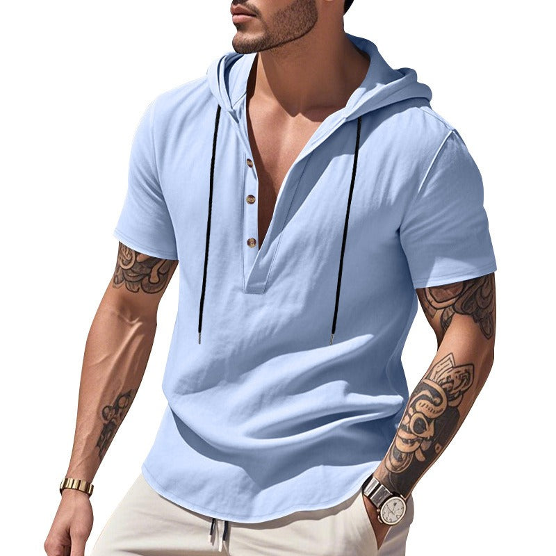 Men’s Casual Linen Hoodie Shirt – Lightweight, Casual & Coastal Cool | YH-CW15